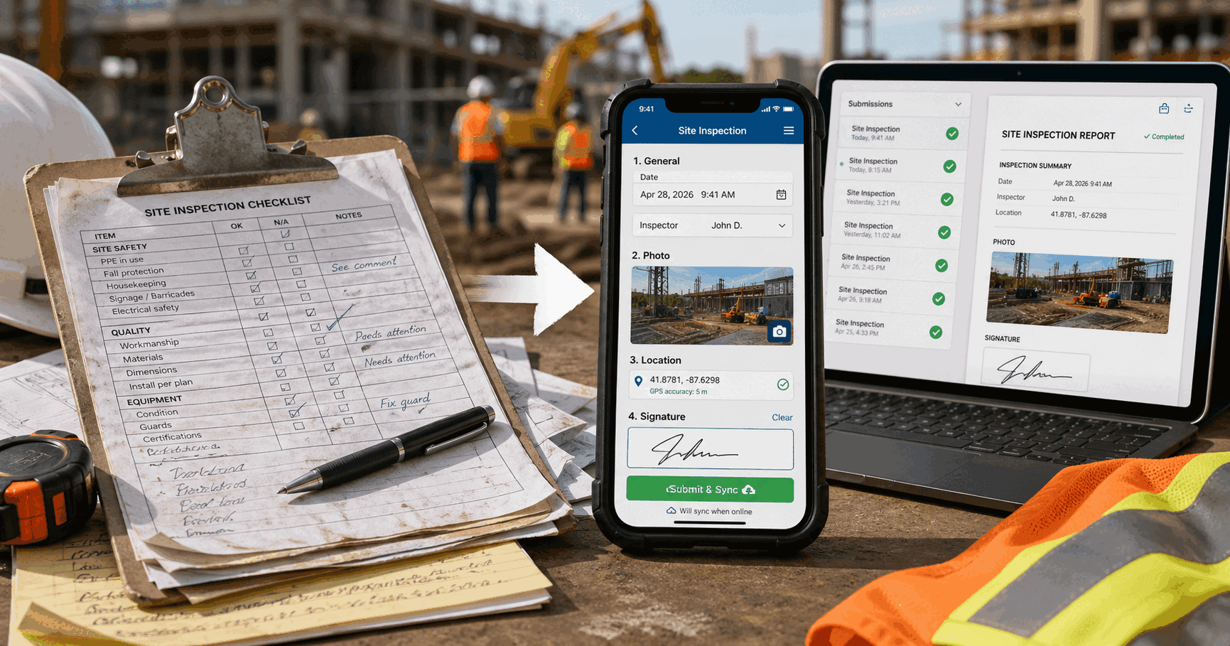 Paper inspection forms being replaced by a mobile digital form workflow
